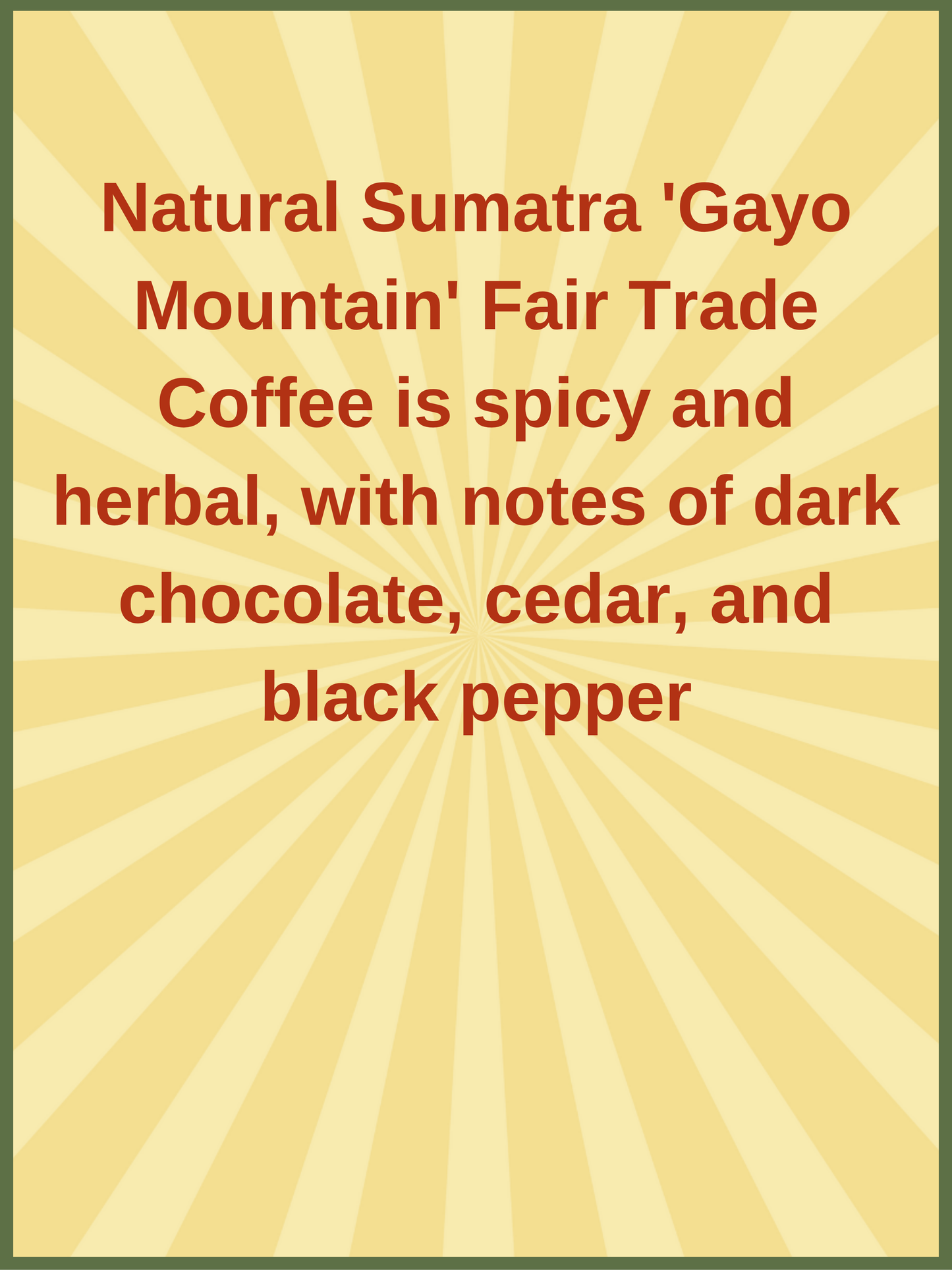 Natural Sumatra 'Gayo Mountain' Fair Trade Coffee