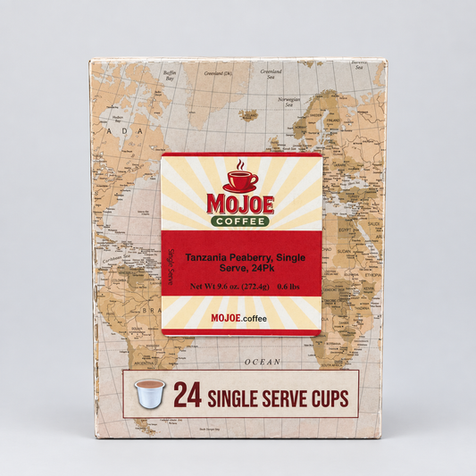 Tanzania Peaberry Medium Light Roast Coffee, Single Serve 24 Pack